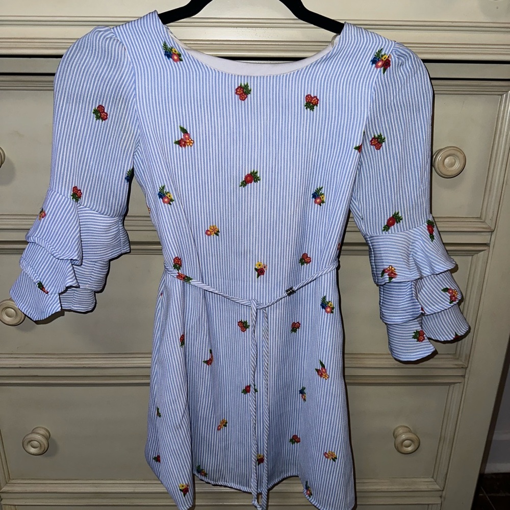Kids blue and white floral dress